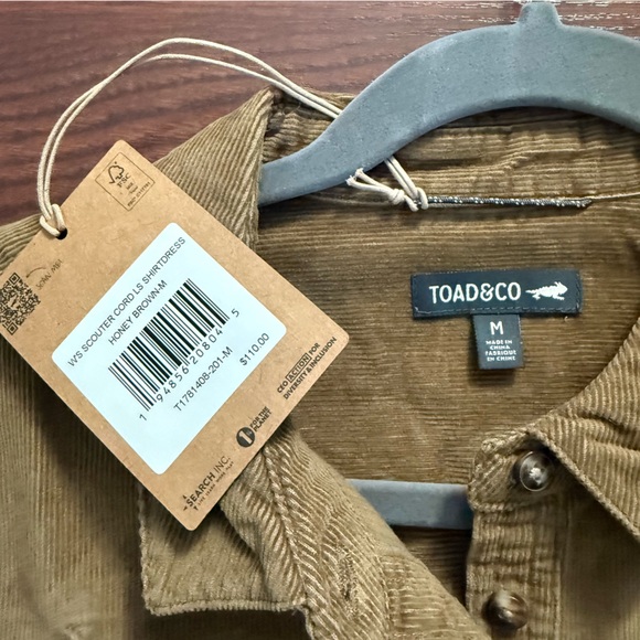NWT Toad & Co. Scouter Cord Shirtdress Honey Brown M - Picture 8 of 10